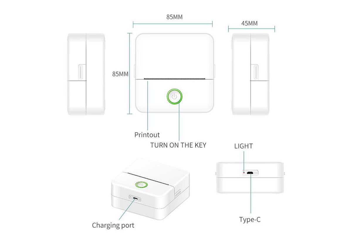Thermal Mini Printer Mini Pocket Wireless Thermal Printer Bluetooth Photo Inkless Sticker Printer Compatible with iOS&Android - White - Image 4