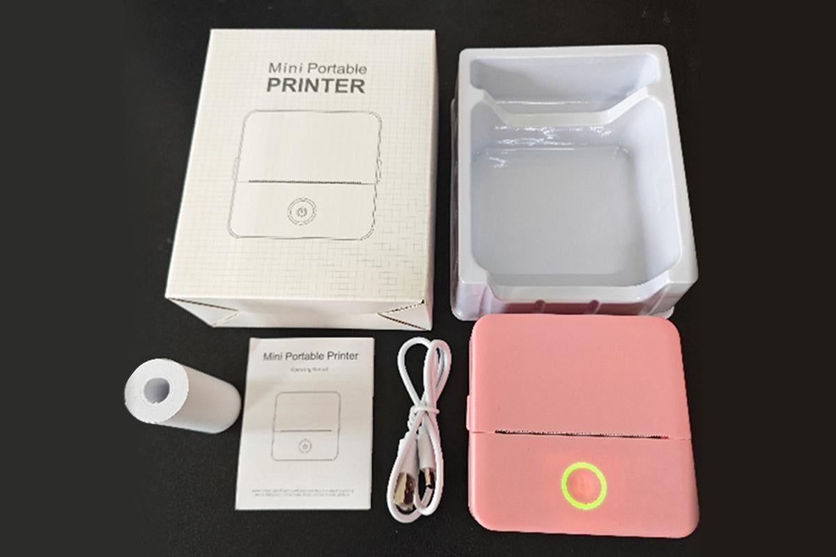 Thermal Mini Printer Mini Pocket Wireless Thermal Printer Bluetooth Photo Inkless Sticker Printer Compatible with iOS&Android - Pink - Image 2