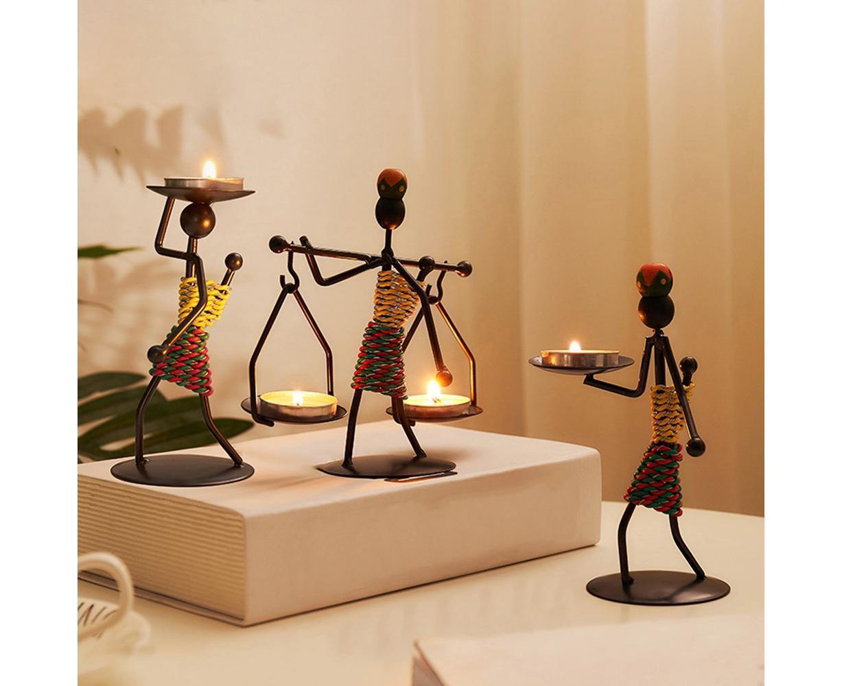 Nordic Candlestick Abstract Iron Men Candle Holder Home Bar Restaurant Decor- G - Image 2