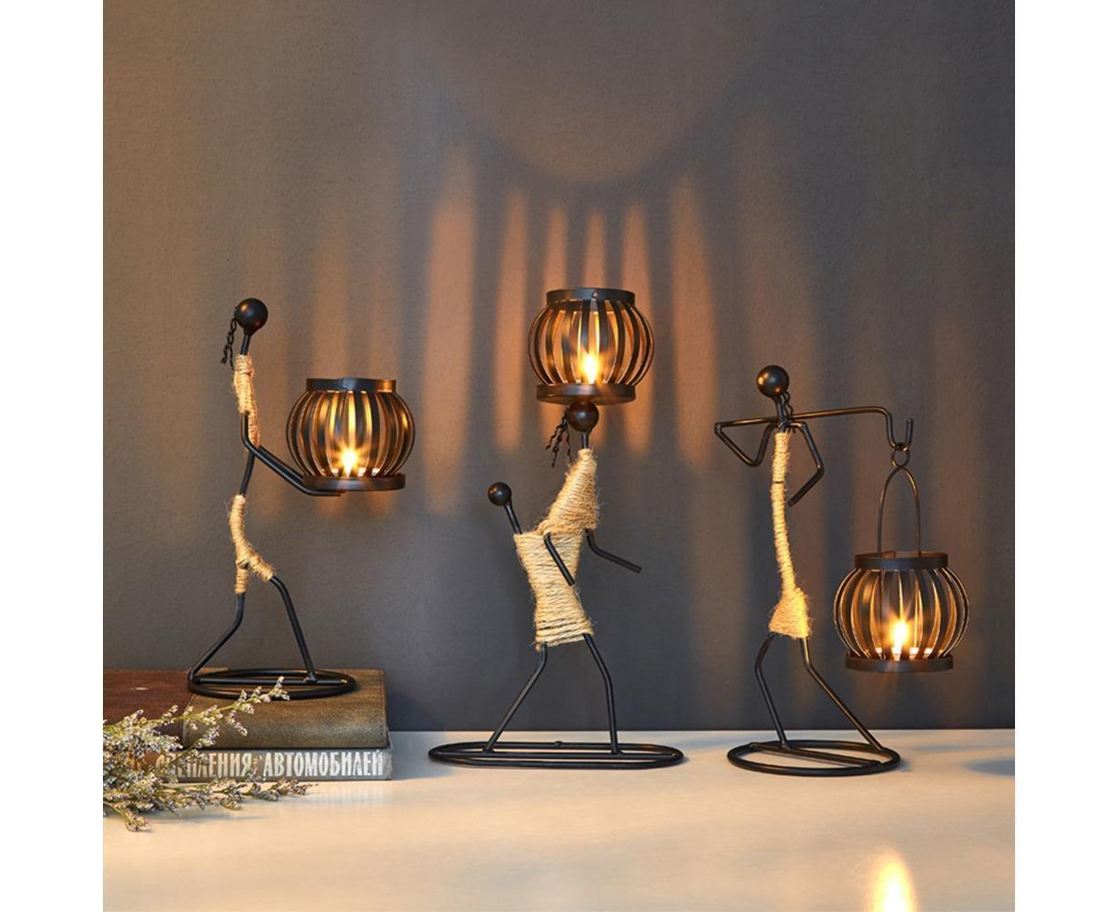 Nordic Candlestick Abstract Iron Men Candle Holder Home Bar Restaurant Decor- G - Image 7