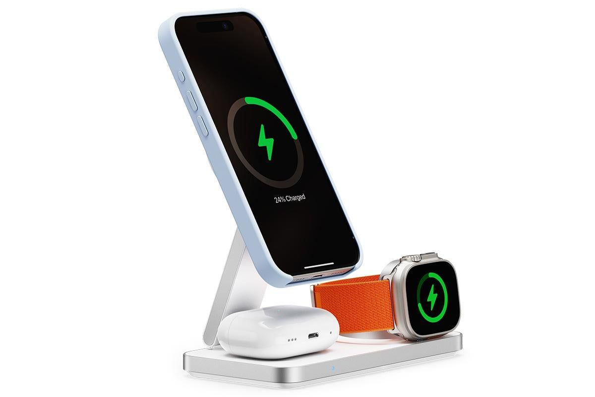 3 in 1 Charging Station for iPhone Wireless Charger Wireless Charger Dock for Apple Watch iPhone AirPods -White - Image 4