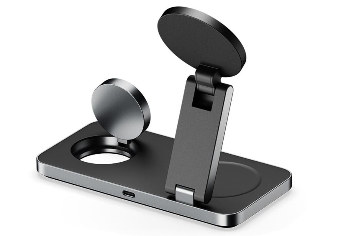 3 in 1 Charging Station for iPhone Wireless Charger Wireless Charger Dock for Apple Watch iPhone AirPods -Black - Image 2