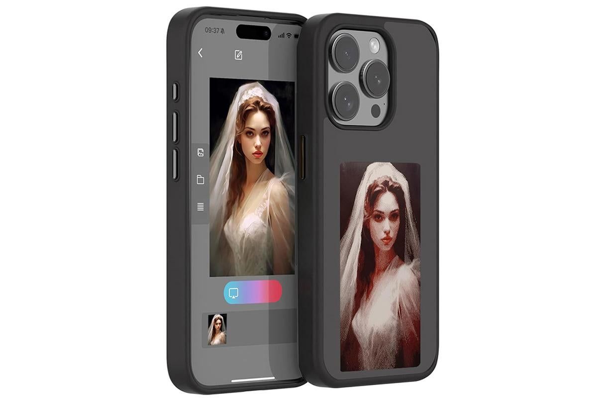 NFC E-Ink Smart Cover iPhone Ink Screen Display Digital DIY Custom Picture Phone Case -Black / iPhone 15 Pro Max - Image 1