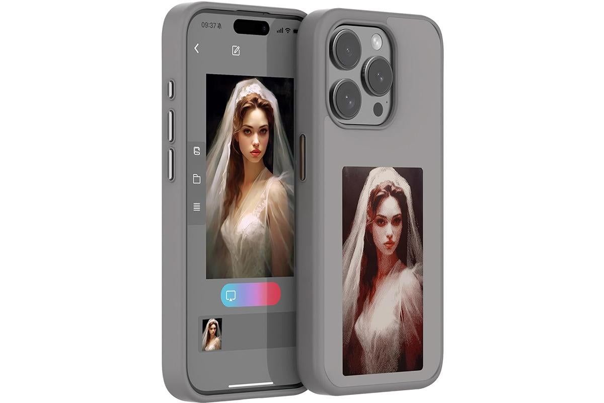 NFC E-Ink Smart Cover iPhone Ink Screen Display Digital DIY Custom Picture Phone Case -Grey /iPhone 15 Pro - Image 1