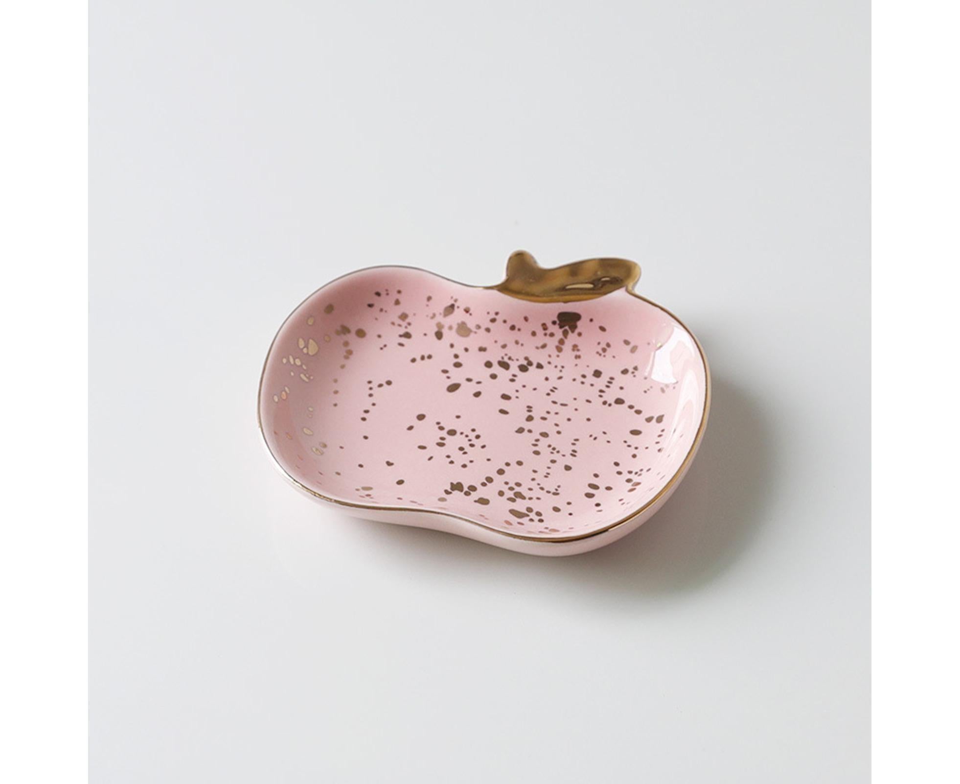 Jewelry Dish Cute Multi-purpose Ceramic Earrings Decorative Display Bowl for Indoor-Pink - Image 4