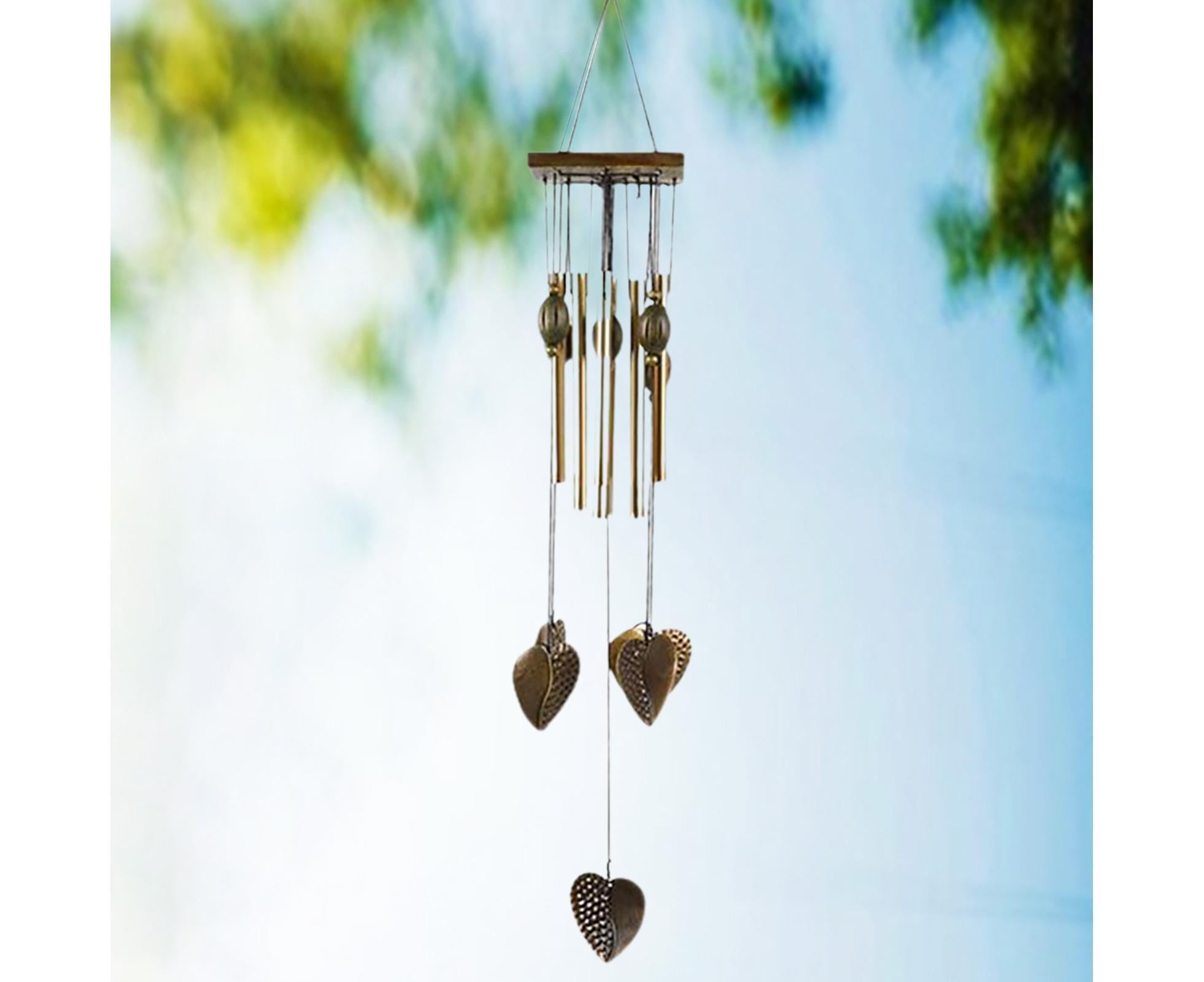 Anti-corrosion Wind Chime with Heart Pendant Metal Patio Porch Windchimes Bell for Home - Image 3