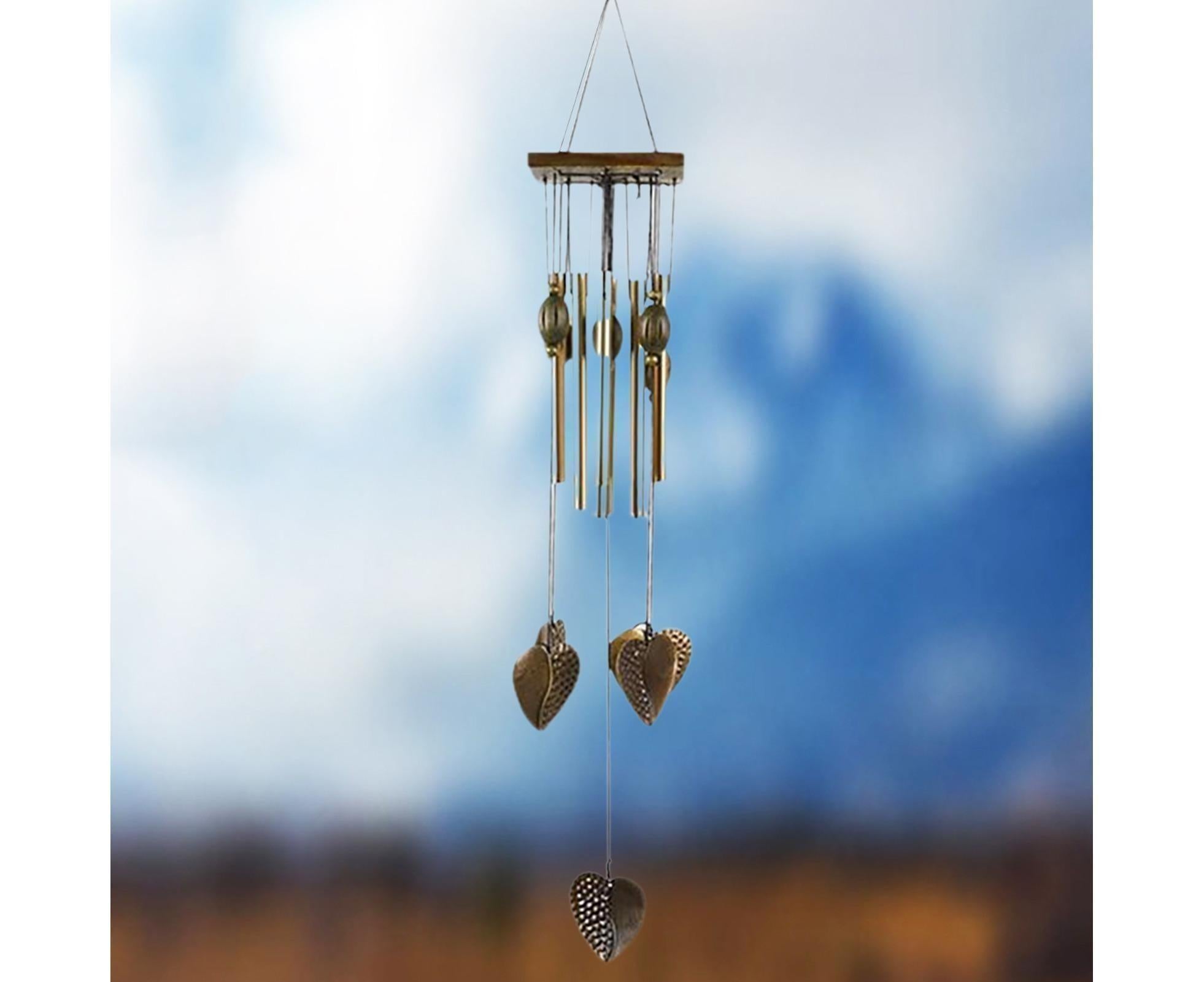 Anti-corrosion Wind Chime with Heart Pendant Metal Patio Porch Windchimes Bell for Home - Image 4
