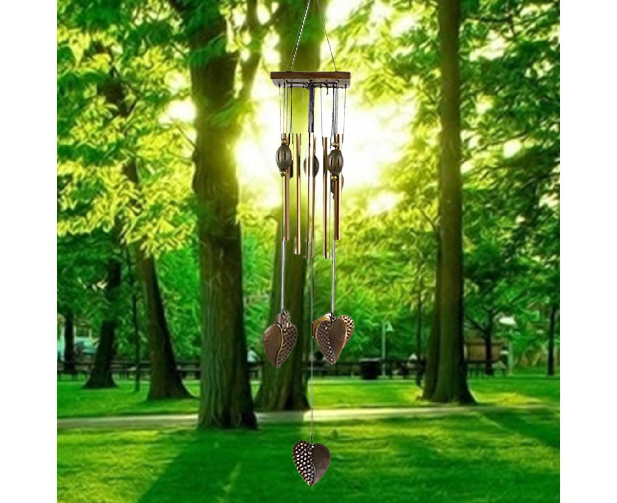 Anti-corrosion Wind Chime with Heart Pendant Metal Patio Porch Windchimes Bell for Home - Image 5