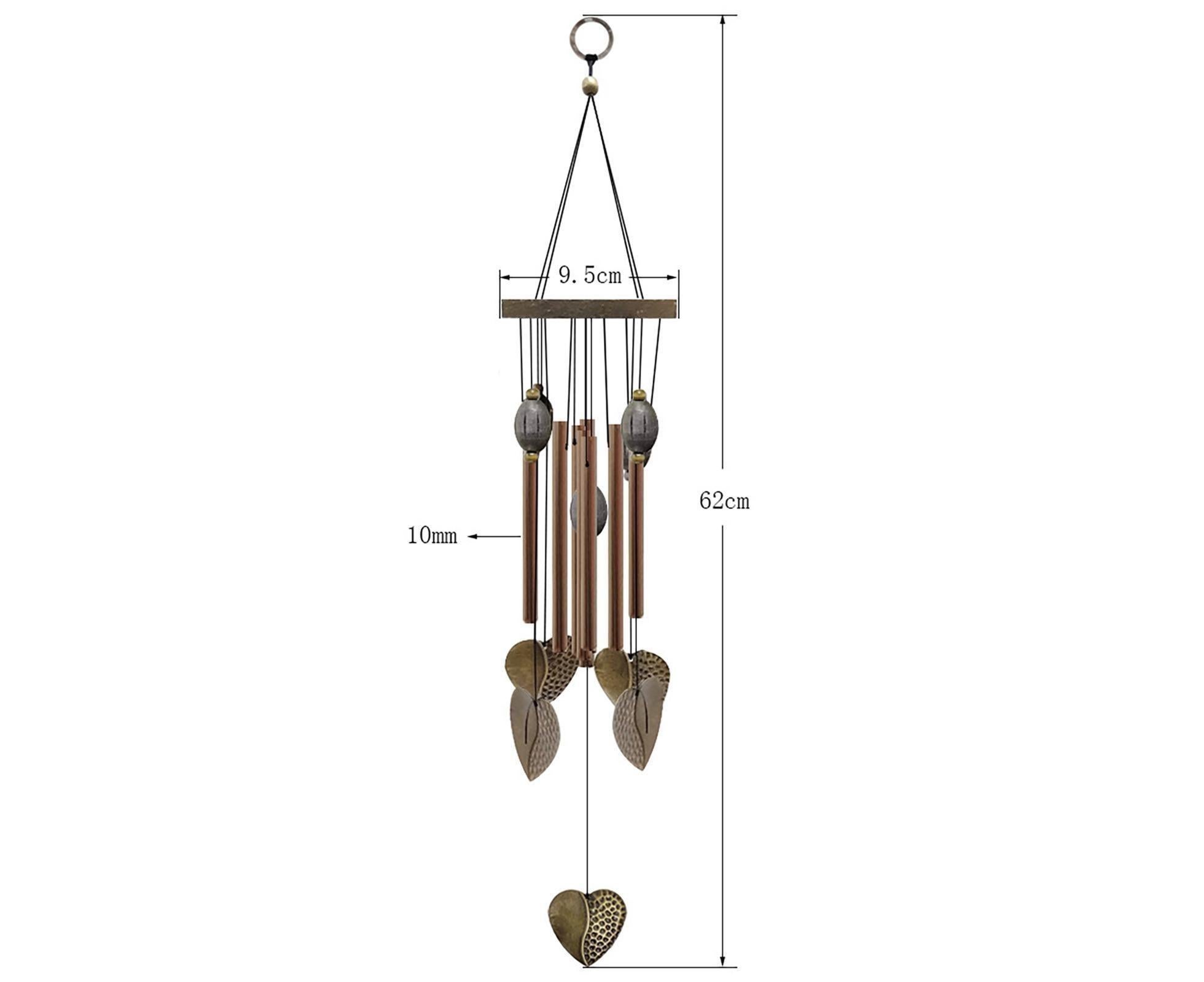 Anti-corrosion Wind Chime with Heart Pendant Metal Patio Porch Windchimes Bell for Home - Image 6
