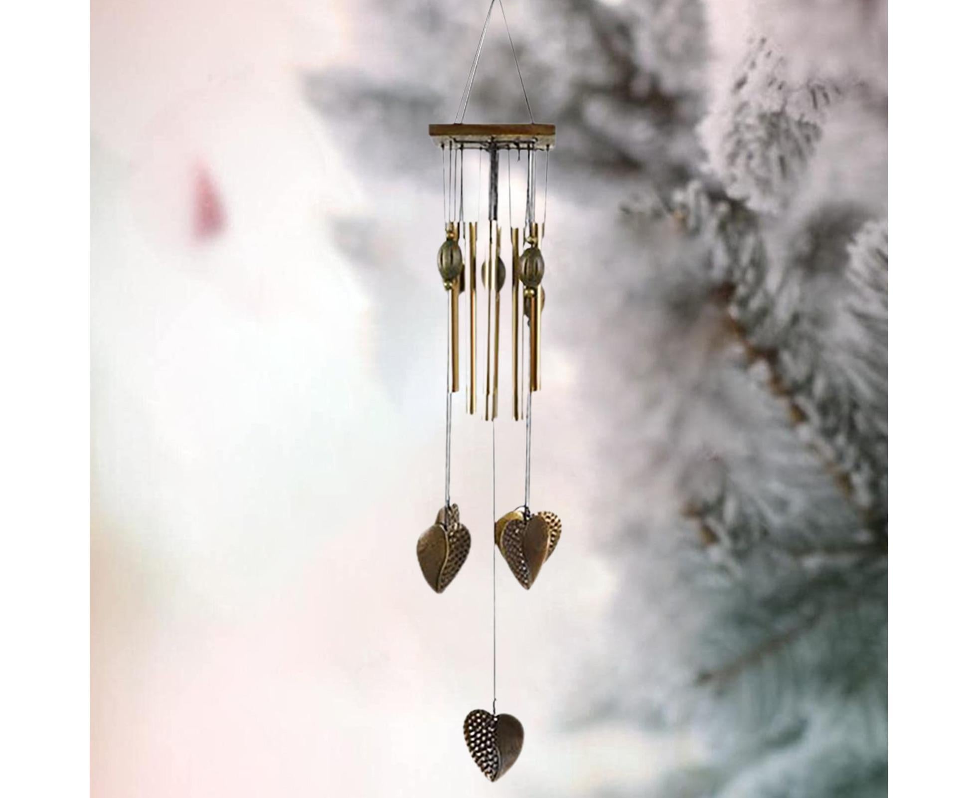 Anti-corrosion Wind Chime with Heart Pendant Metal Patio Porch Windchimes Bell for Home - Image 7