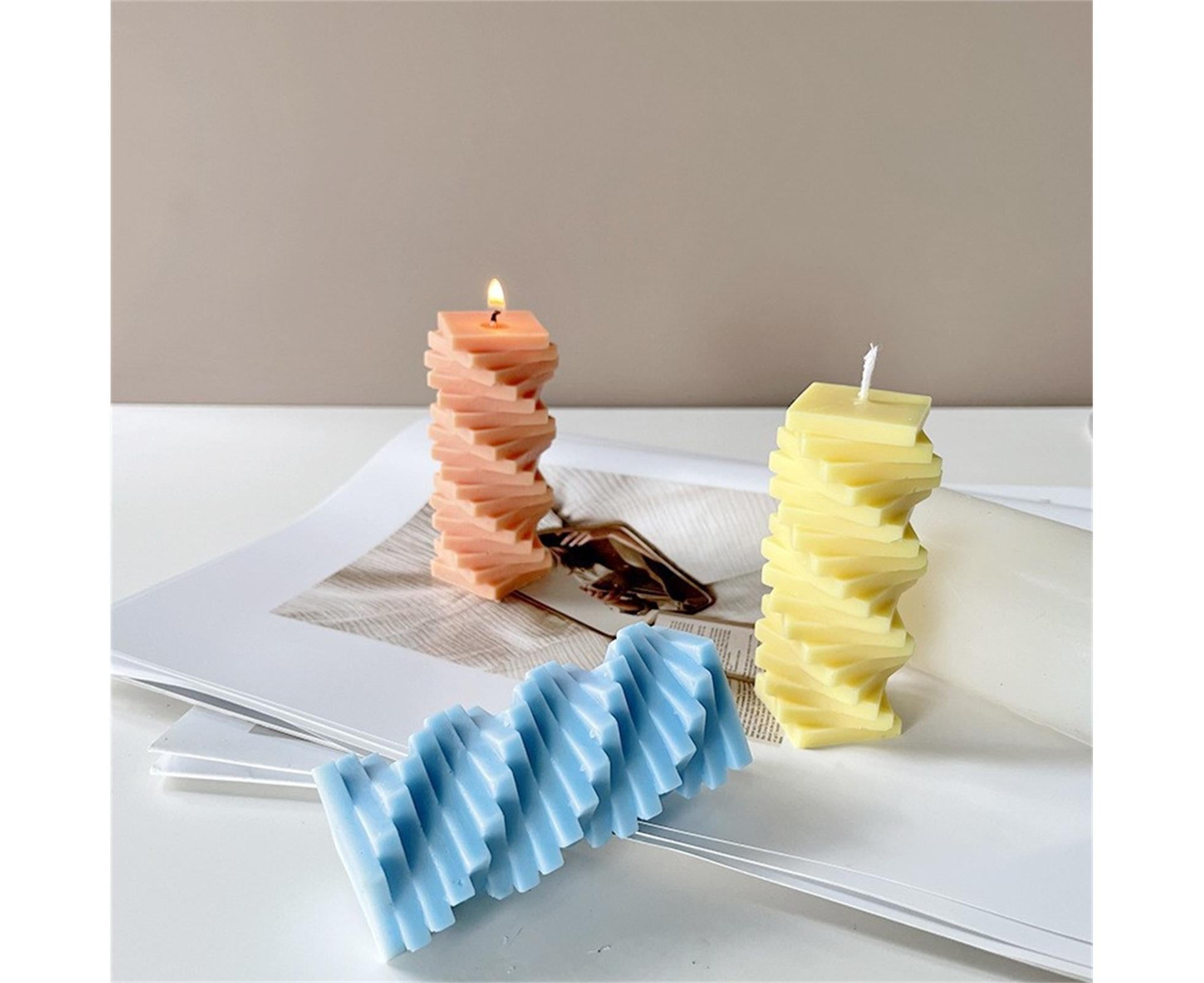 Candle Mold Non-stick DIY Silica Gel Rotating Cylinder Epoxy Resin Mold Home Ornament -White - Image 5
