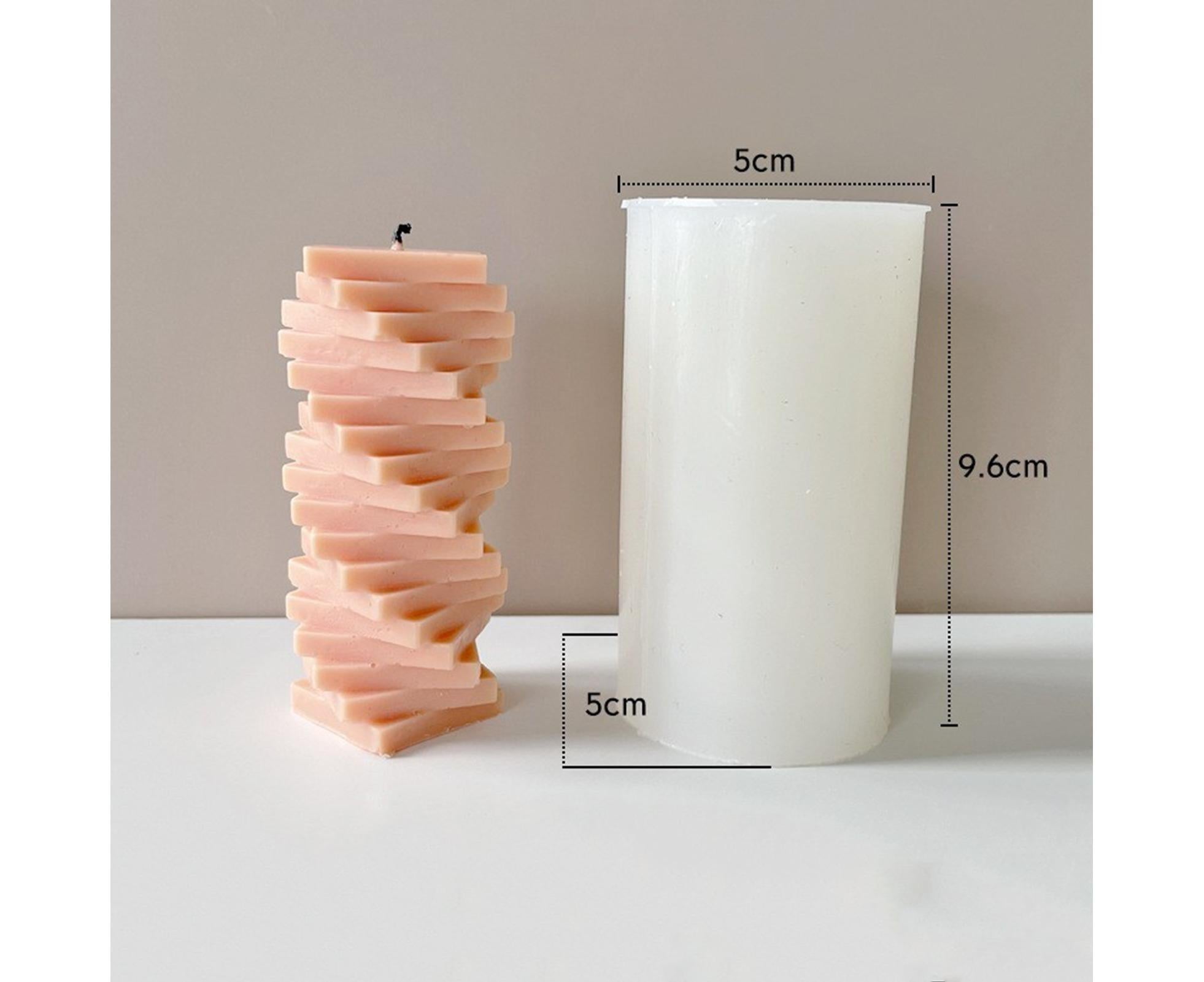 Candle Mold Non-stick DIY Silica Gel Rotating Cylinder Epoxy Resin Mold Home Ornament -White - Image 7
