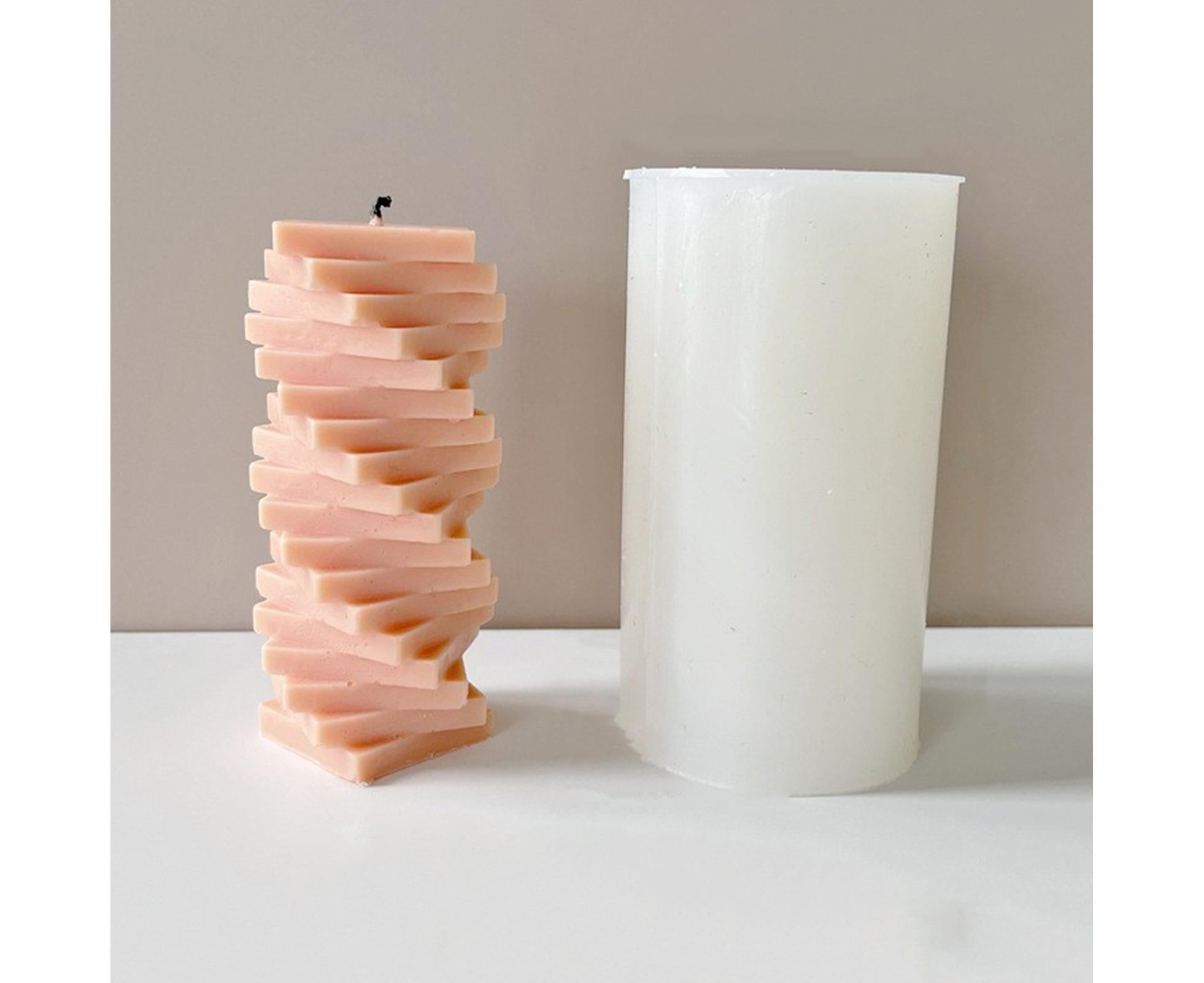 Candle Mold Non-stick DIY Silica Gel Rotating Cylinder Epoxy Resin Mold Home Ornament -White - Image 8