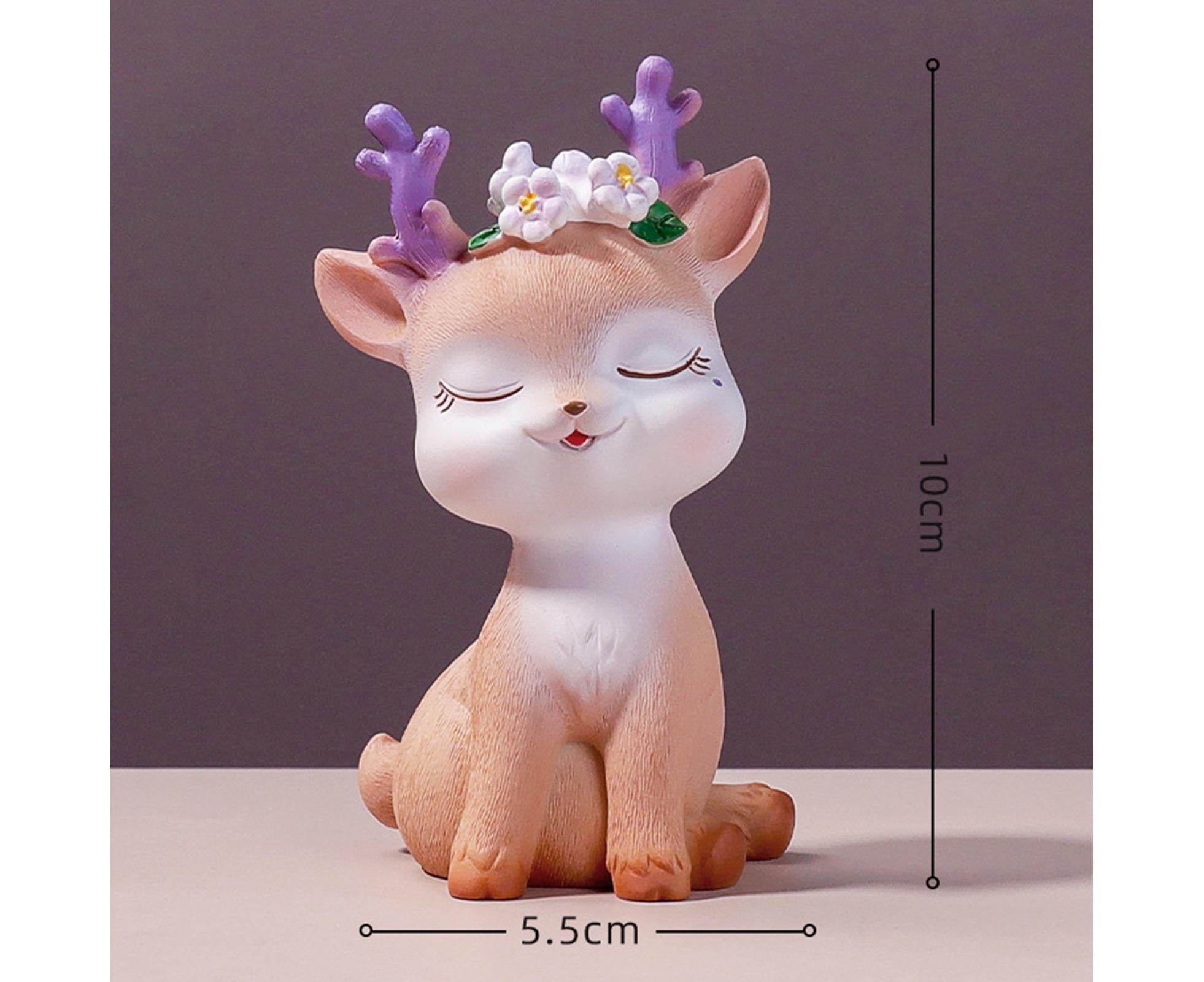 Cartoon Small Deer Resin Reindeer Craft Miniature Desktop Ornaments Car Decor- B - Image 6