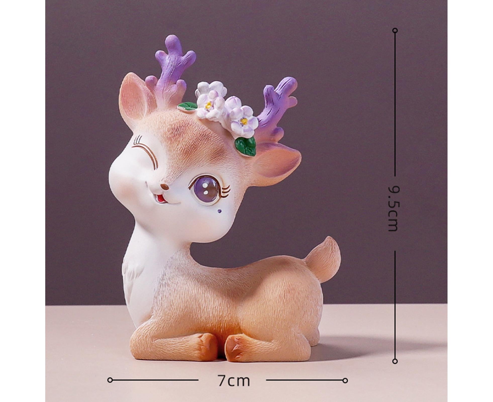 Cartoon Small Deer Resin Reindeer Craft Miniature Desktop Ornaments Car Decor- B - Image 7