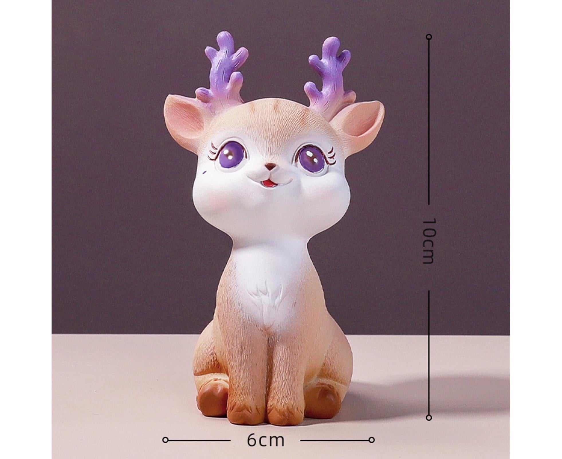 Cartoon Small Deer Resin Reindeer Craft Miniature Desktop Ornaments Car Decor- B - Image 8