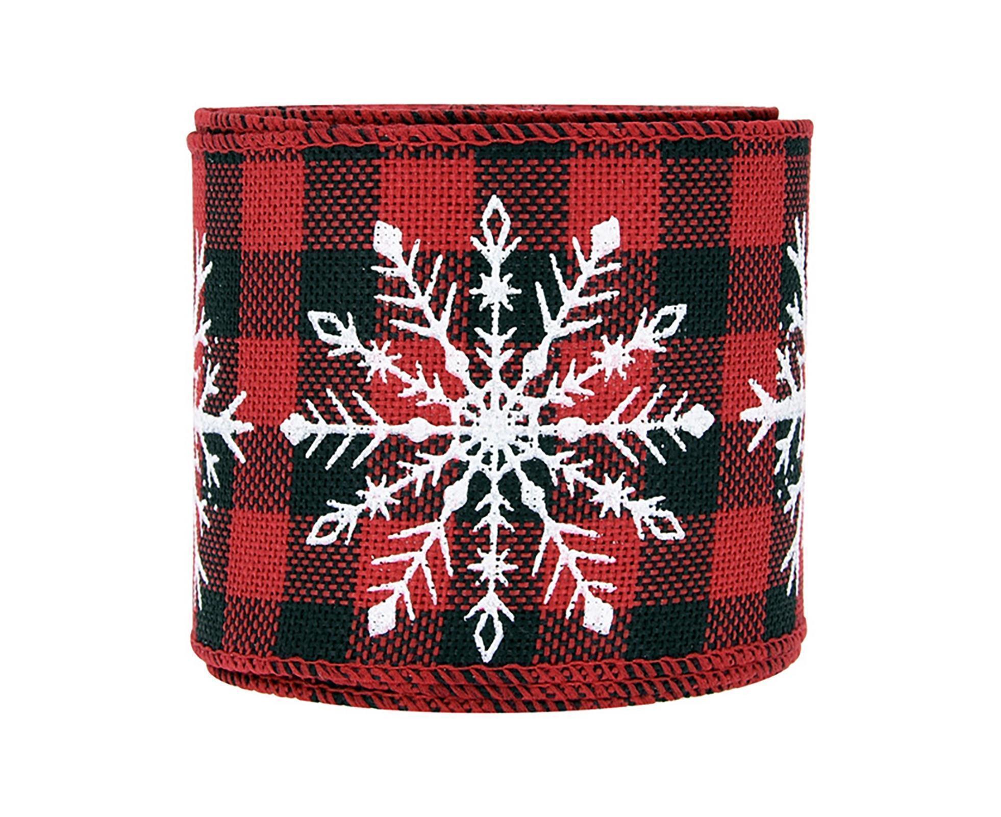 Imitation Flax Xmas Ribbon-Red Black 6cm - Image 1