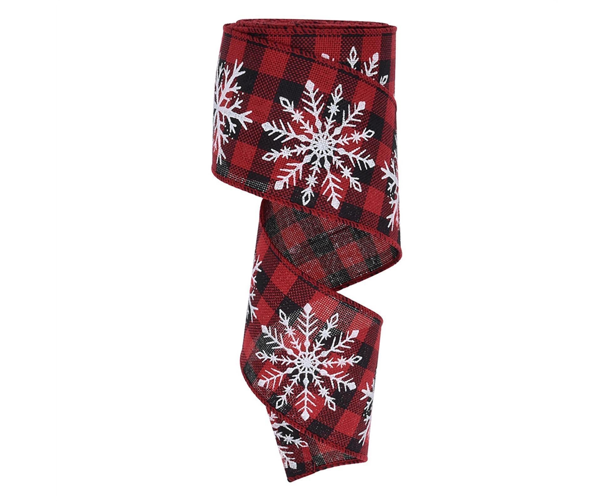Imitation Flax Xmas Ribbon-Red Black 6cm - Image 2