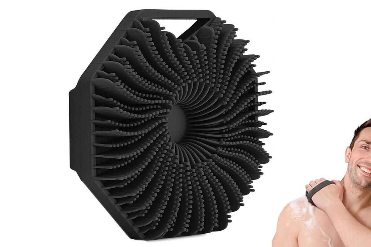 Silicone Body Cleansing Brush Shower Scrubber Gentle Exfoliating and Massage for all Kinds of Skin -Black - Image 1