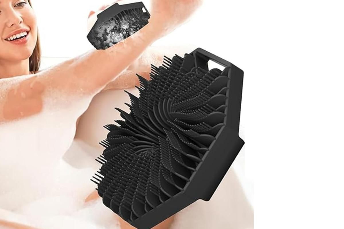 Silicone Body Cleansing Brush Shower Scrubber Gentle Exfoliating and Massage for all Kinds of Skin -Black - Image 3