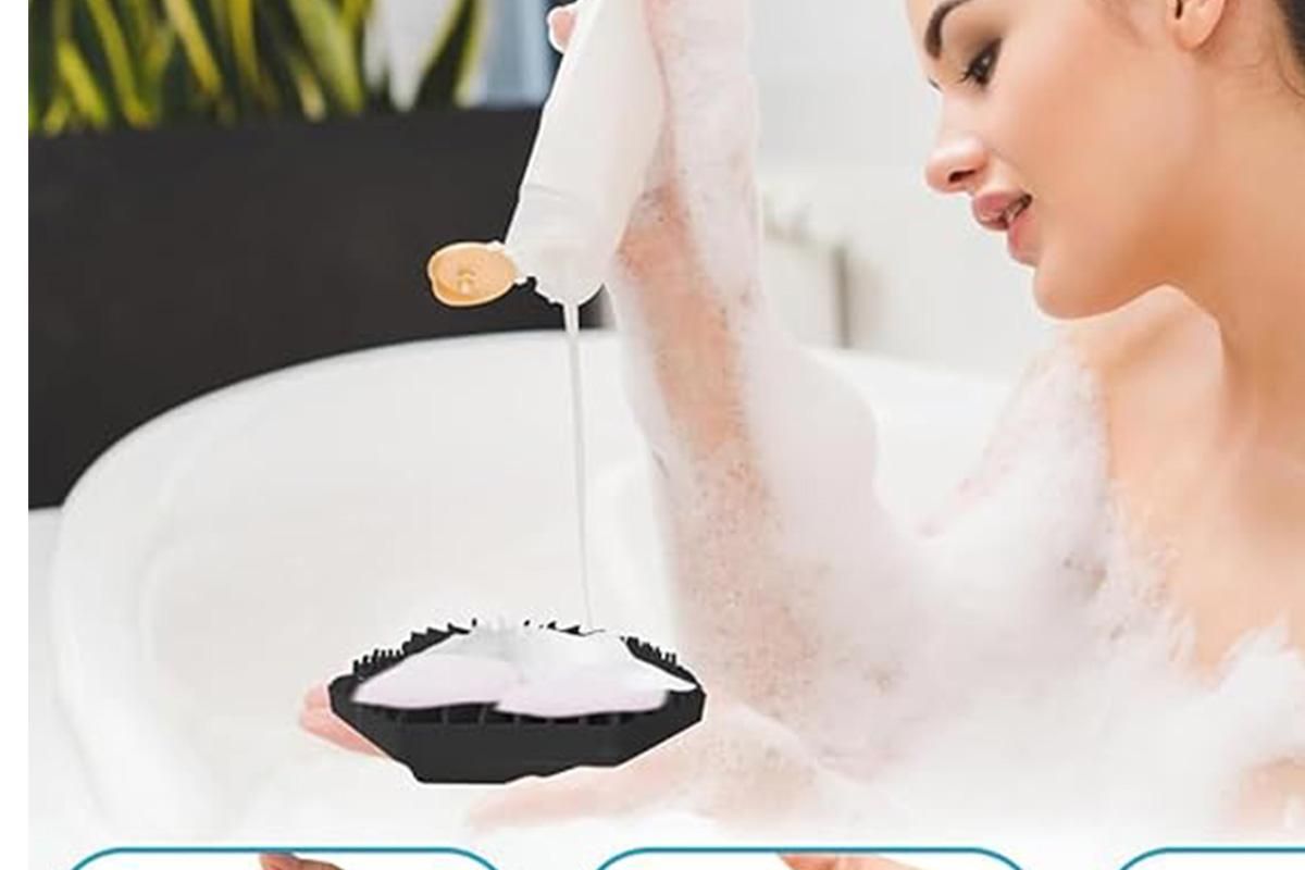 Silicone Body Cleansing Brush Shower Scrubber Gentle Exfoliating and Massage for all Kinds of Skin -Black - Image 4
