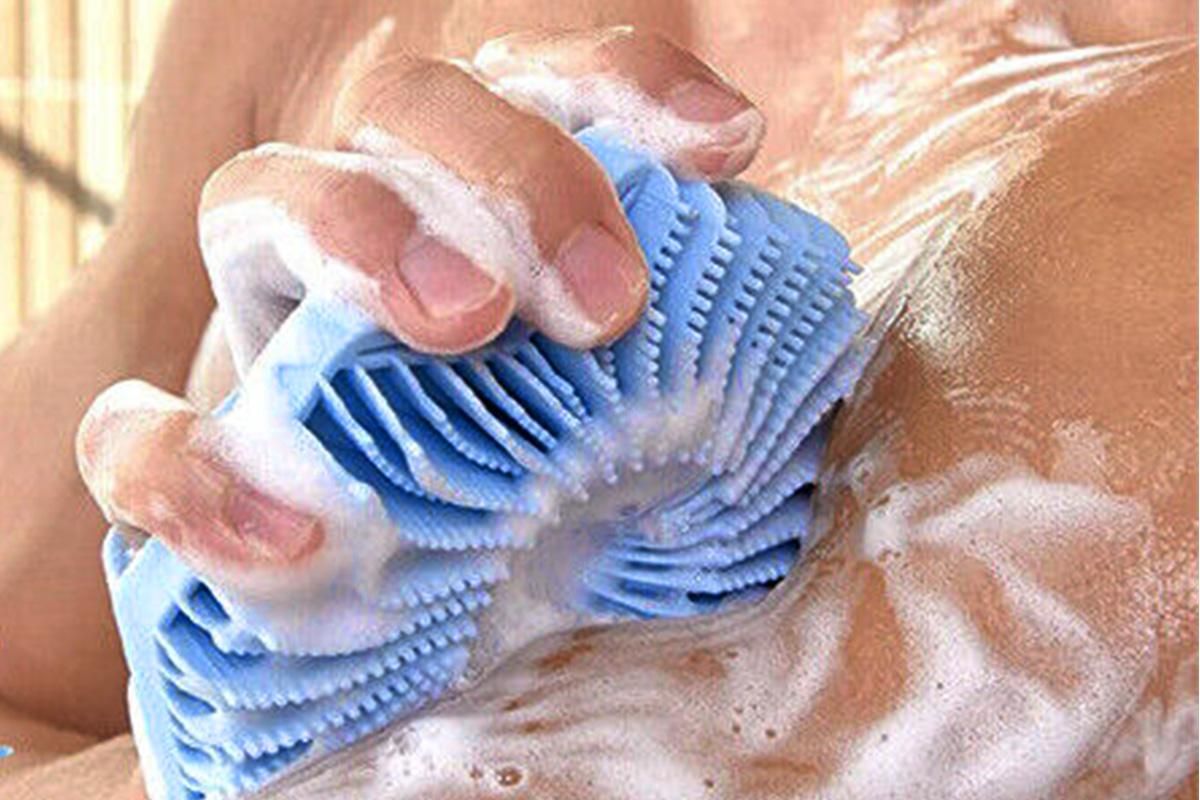 Silicone Body Cleansing Brush Shower Scrubber Gentle Exfoliating and Massage for all Kinds of Skin -Blue - Image 3
