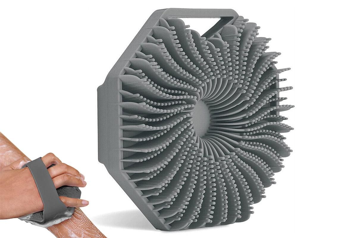Silicone Body Cleansing Brush Shower Scrubber Gentle Exfoliating and Massage for all Kinds of Skin -Gray - Image 1