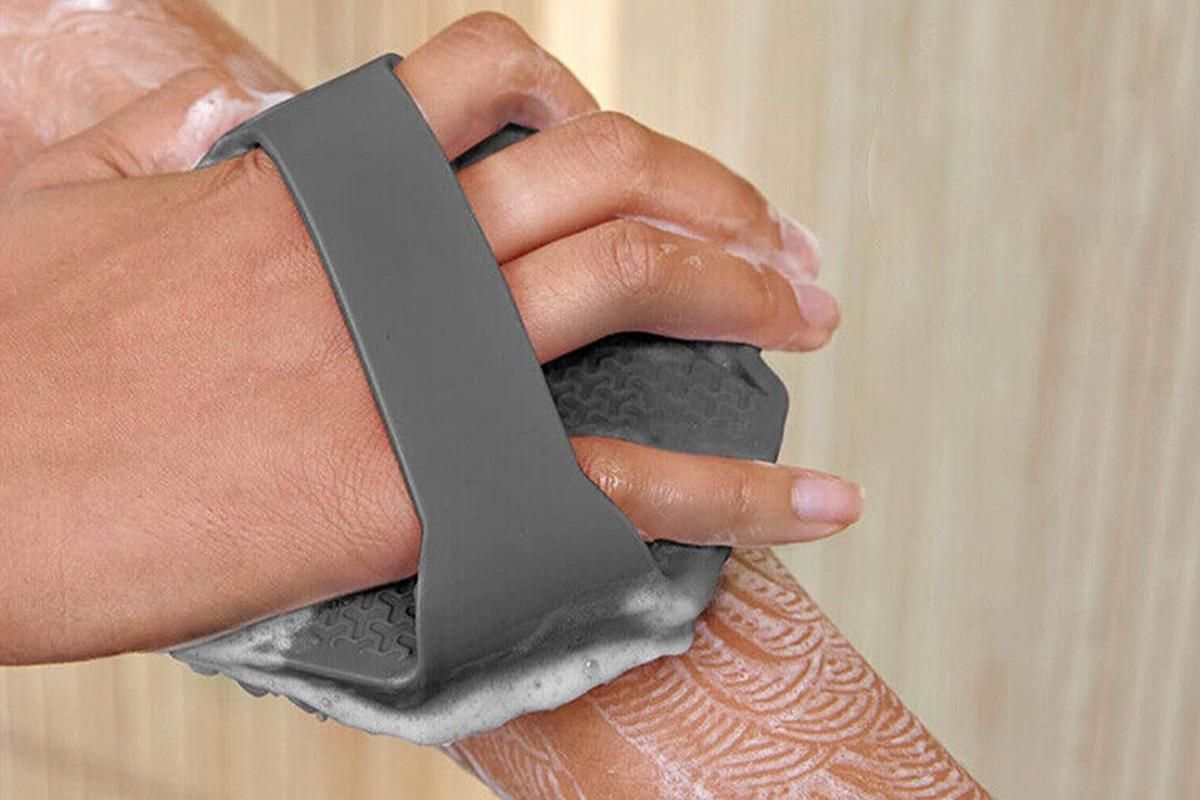Silicone Body Cleansing Brush Shower Scrubber Gentle Exfoliating and Massage for all Kinds of Skin -Gray - Image 3