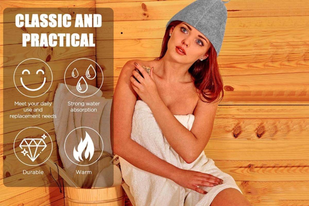 2-Pack Felt Sauna Hats - Quick Dry Bath Caps for Spa & Swimming (23x25cm) - Image 3