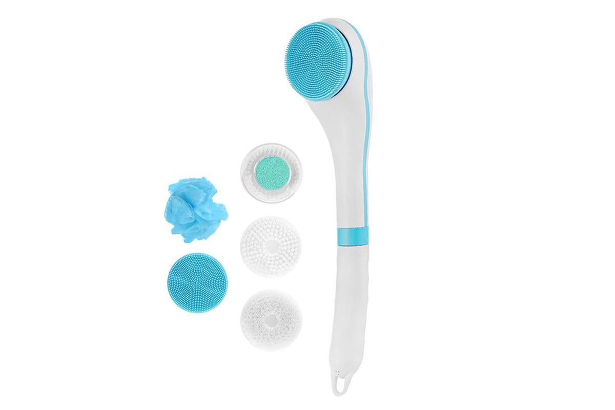 Rechargeable Body Brush Kit with Long Handle -Blue - Image 2