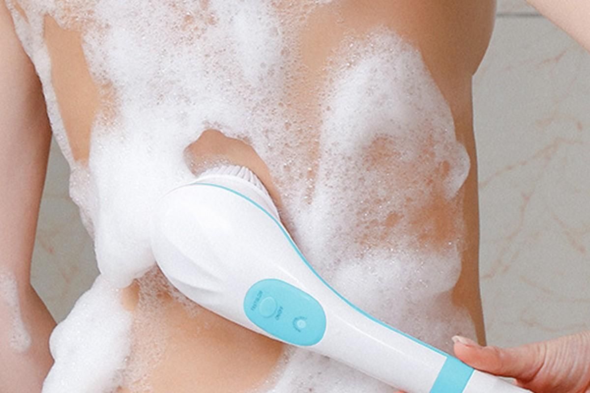 Rechargeable Body Brush Kit with Long Handle -Blue - Image 4