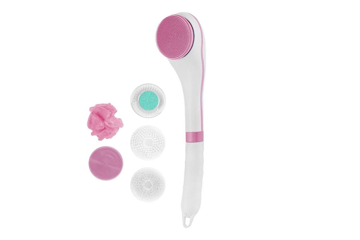 Rechargeable Body Brush Kit with Long Handle -Pink - Image 2