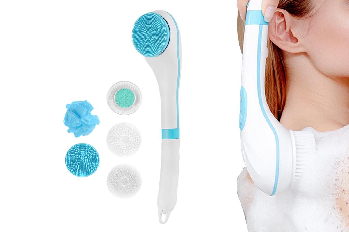 Rechargeable Body Brush Kit with Long Handle -Pink - Image 6