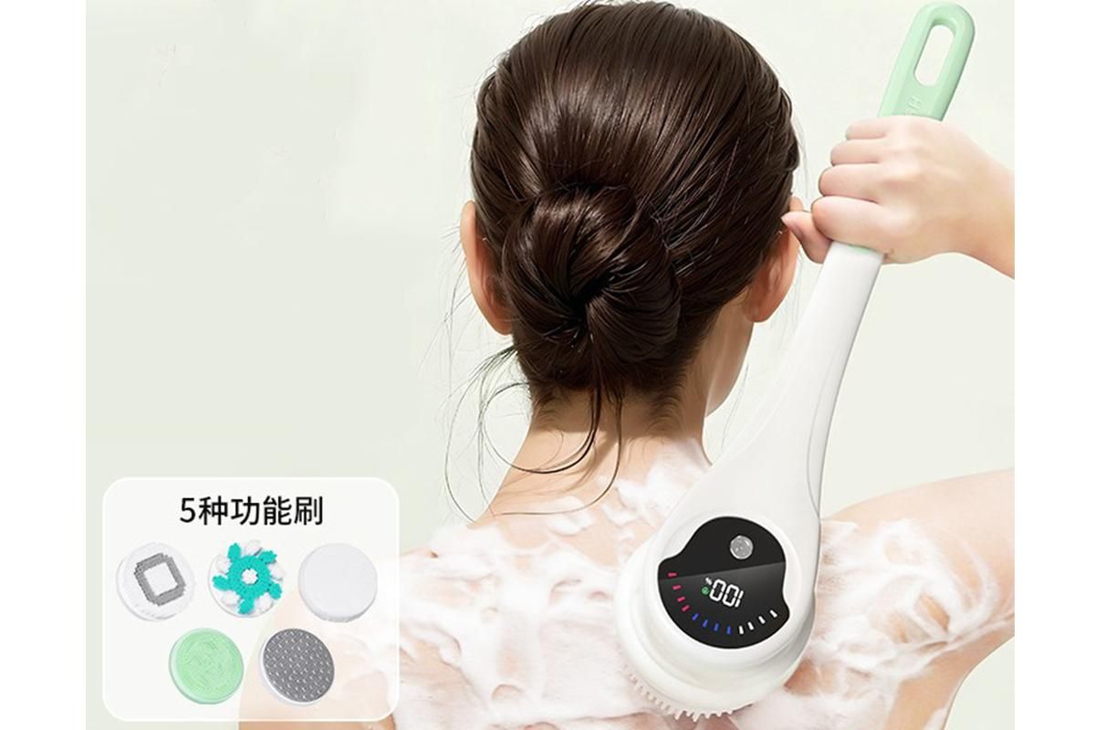 Electric Back Scrubber Body Brush Exfoliating Bath Brush for Shower - Green - Image 2