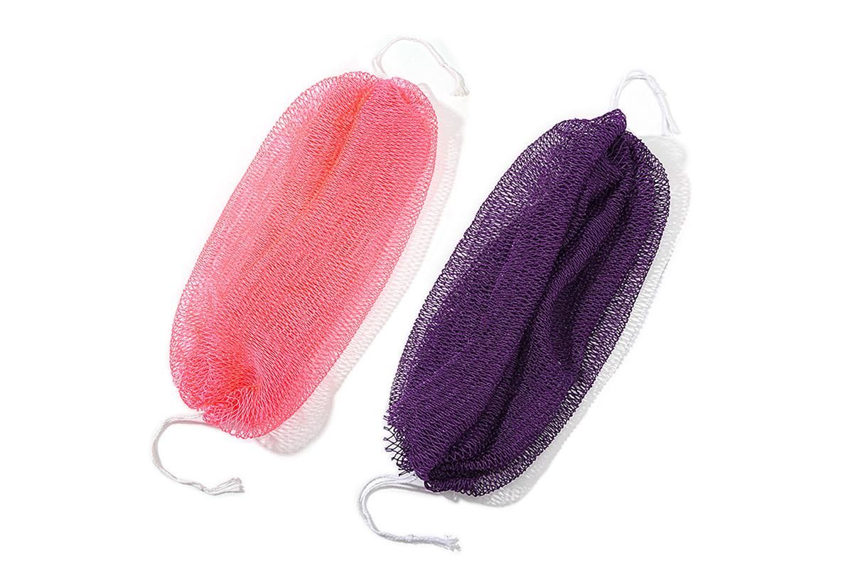 2PCS African Net Sponge Body Scrubber for Exfoliating and Bathing - Purple & Pink - Image 2