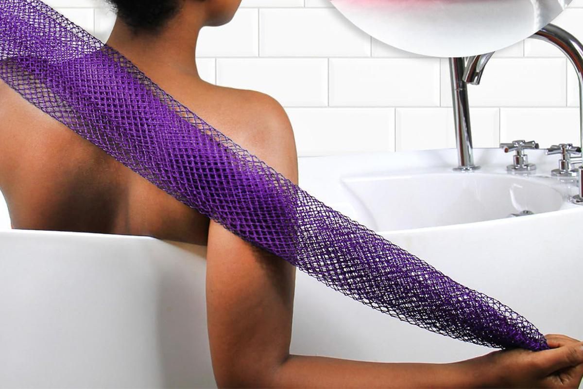 2PCS African Net Sponge Body Scrubber for Exfoliating and Bathing - Purple & Pink - Image 3