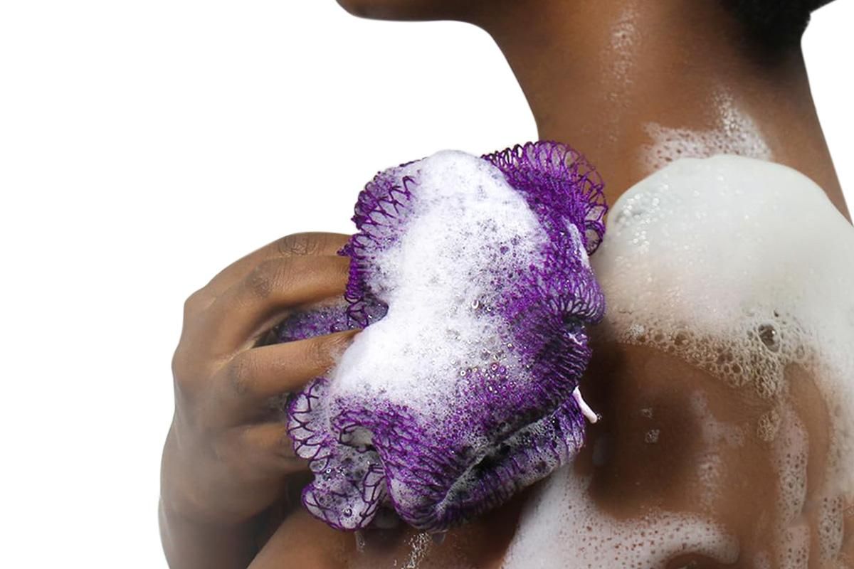 2PCS African Net Sponge Body Scrubber for Exfoliating and Bathing - Purple & Pink - Image 4