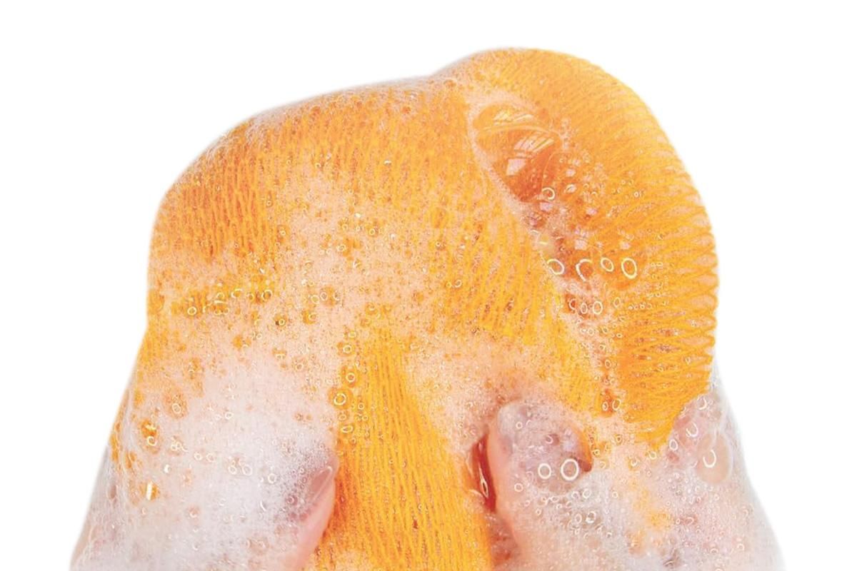 2PCS African Net Sponge Body Scrubber for Exfoliating and Bathing - Blue & Yellow - Image 6