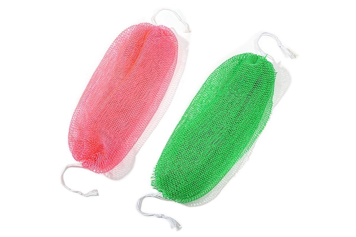 2PCS African Net Sponge Body Scrubber for Exfoliating and Bathing - Green & Pink - Image 2