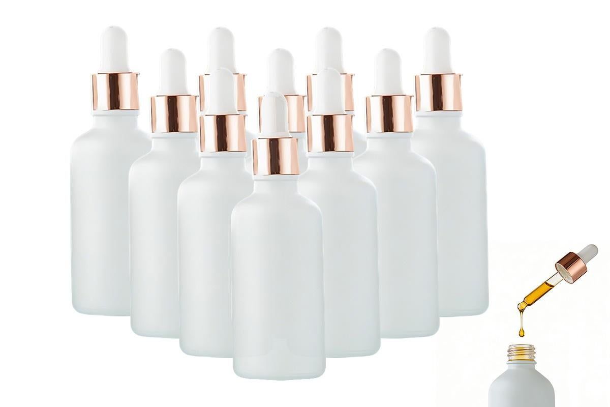 10 Pack Glass Dropper Bottles Rose Gold Caps for Essential Oils - 15ml - Image 1