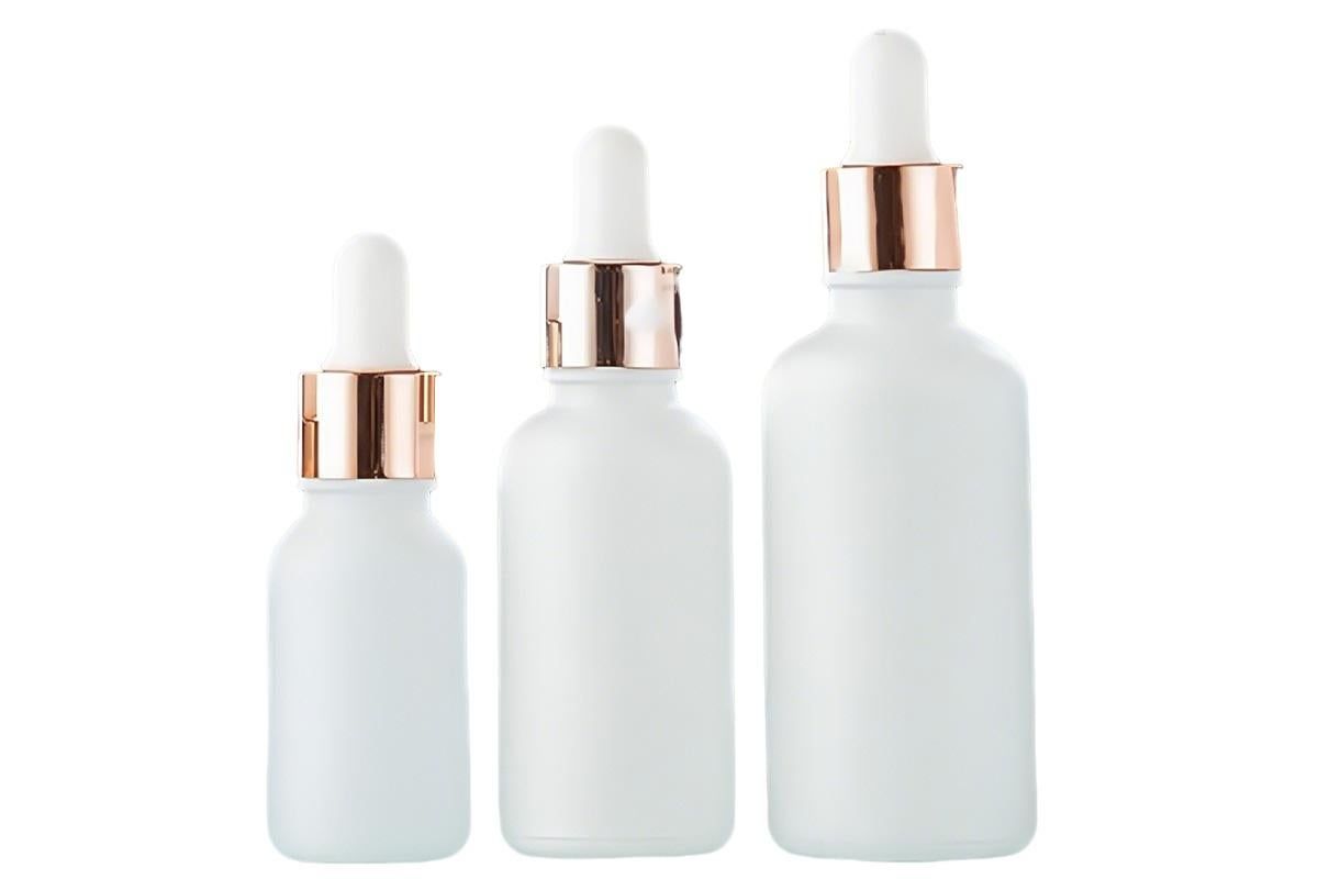10 Pack Glass Dropper Bottles Rose Gold Caps for Essential Oils - 30ml - Image 7