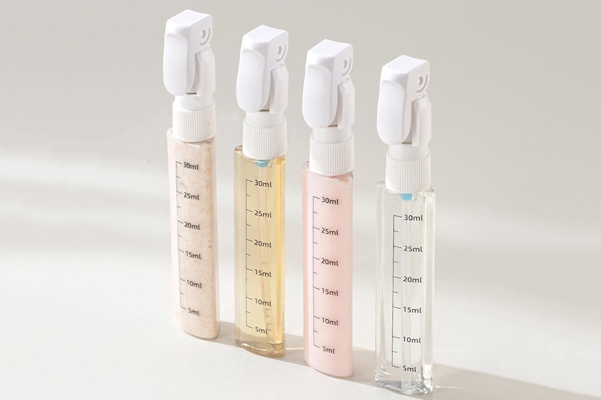 4 in 1 Travel Dispenser with 30ml Travel Bottles Travel Bottles for Shampoo Lotion - White - Image 3