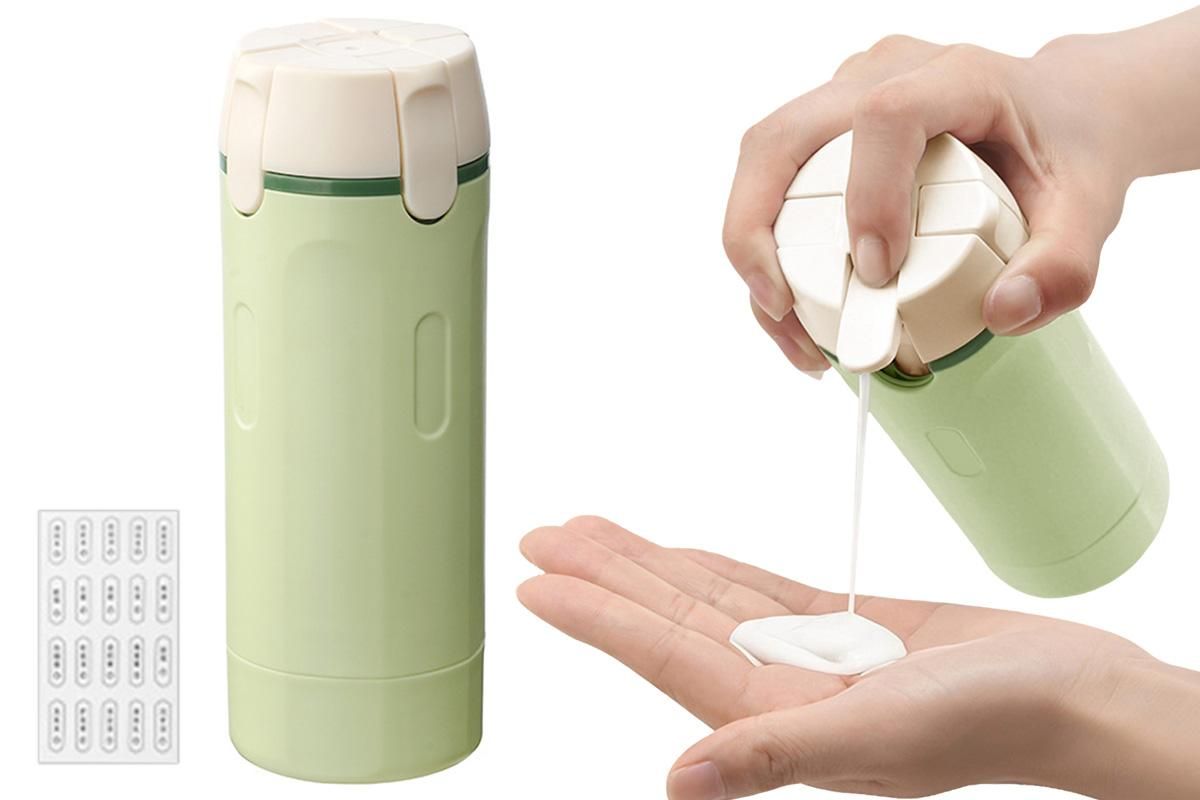 4 in 1 Travel Dispenser with 30ml Travel Bottles Travel Bottles for Shampoo Lotion - Green - Image 1
