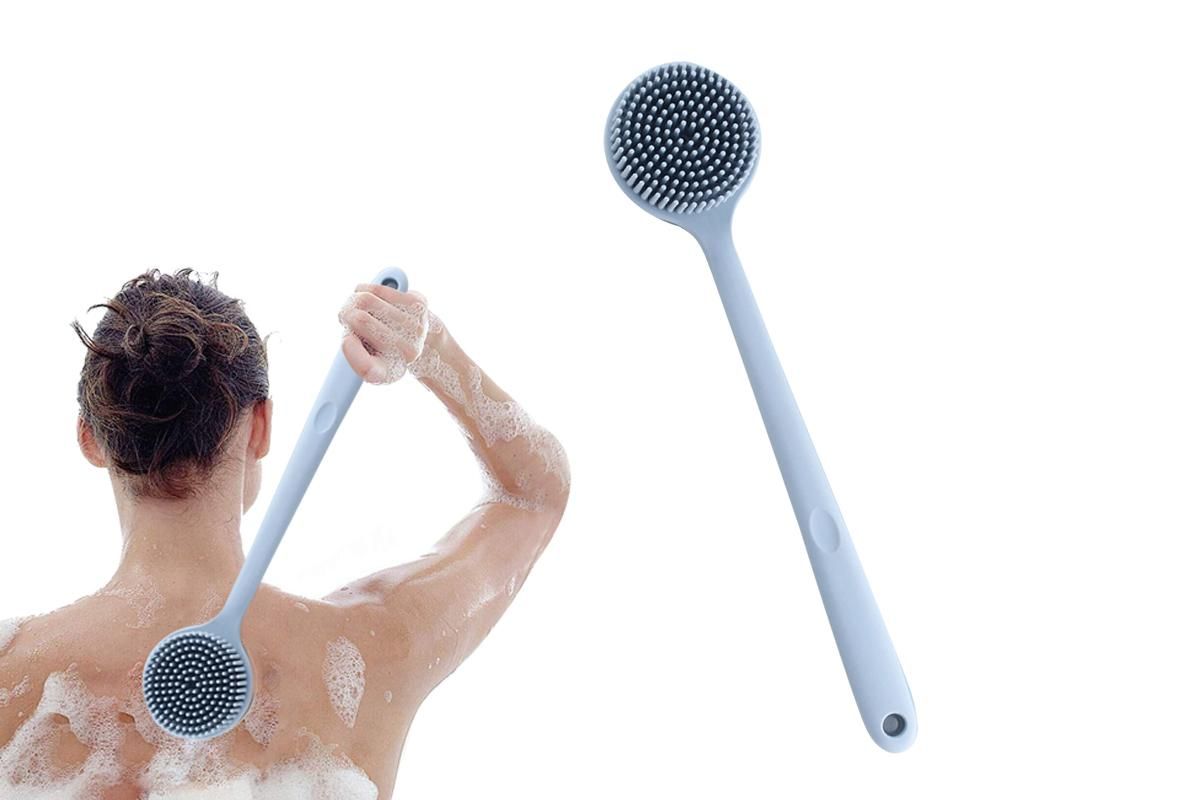Long Handle Bath Shower Brush Back Scrubber Back Scrubber for Shower Bath Body Brush with Long Handle for Men and Women -Blue - Image 1