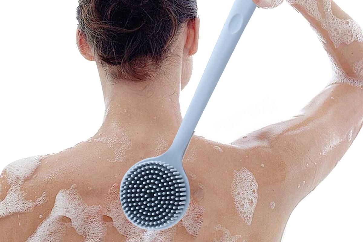 Long Handle Bath Shower Brush Back Scrubber Back Scrubber for Shower Bath Body Brush with Long Handle for Men and Women -Blue - Image 3