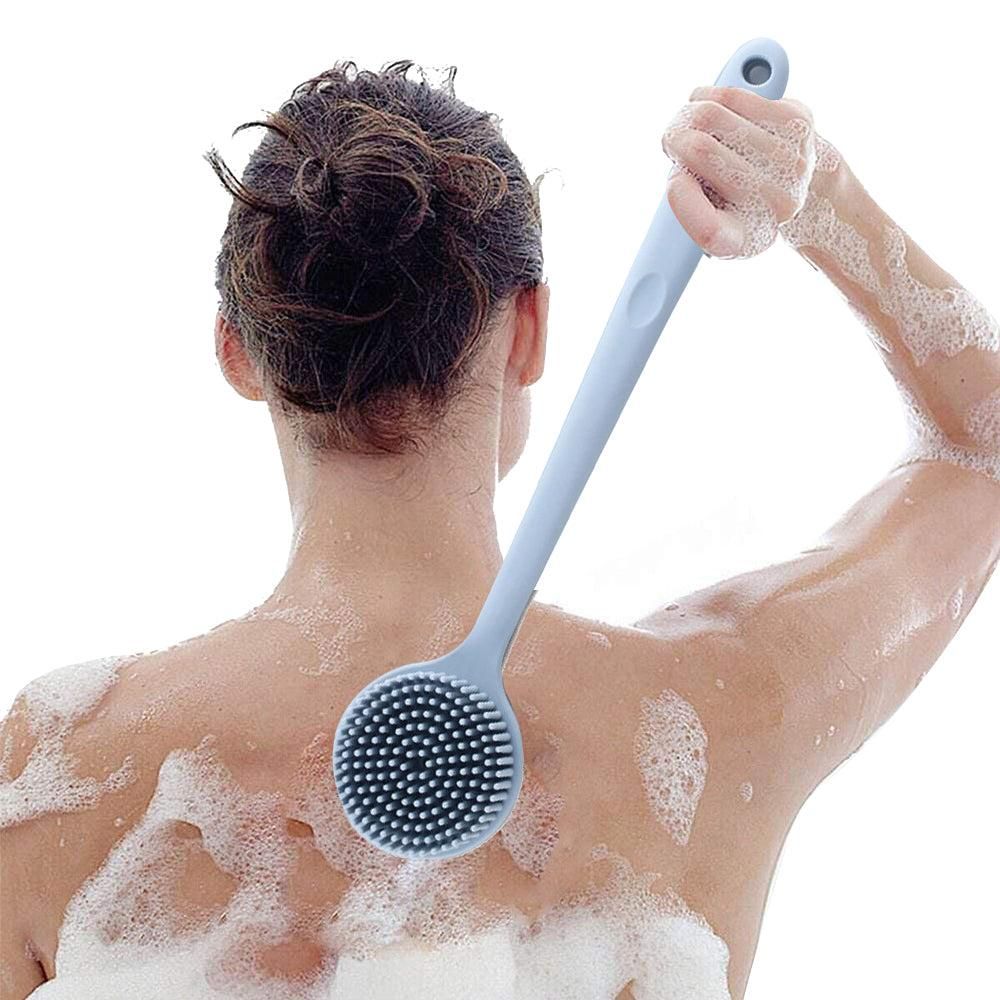 Long Handle Bath Shower Brush Back Scrubber Back Scrubber for Shower Bath Body Brush with Long Handle for Men and Women -Gray - Image 4