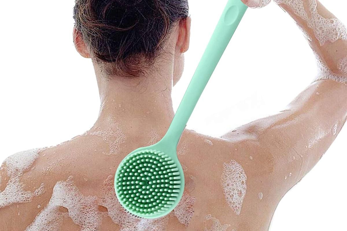 Long Handle Bath Shower Brush Back Scrubber Back Scrubber for Shower Bath Body Brush with Long Handle for Men and Women -Green - Image 3