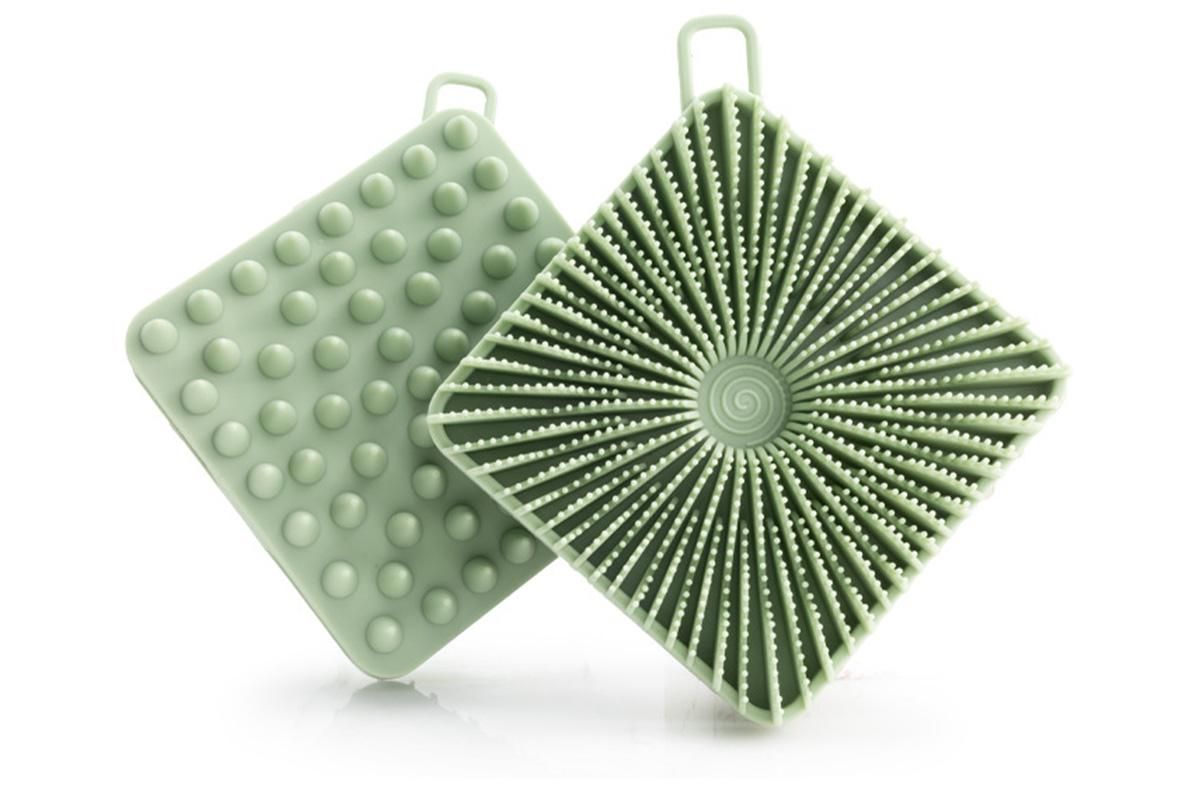 Dual Sided 2 In 1 Silicone Body Shower Scrubber Body Brush Buffer Scrubber - Green - Image 2