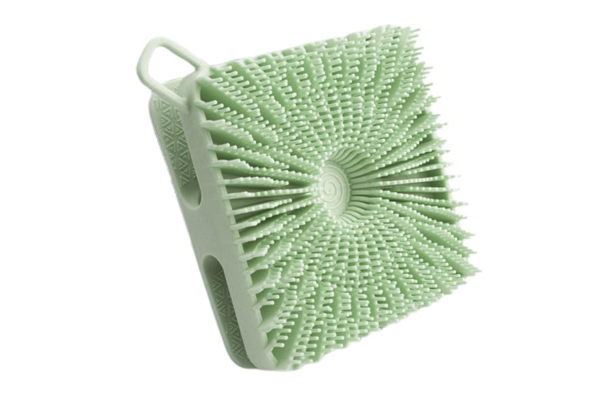 Dual Sided 2 In 1 Silicone Body Shower Scrubber Body Brush Buffer Scrubber - Green - Image 3