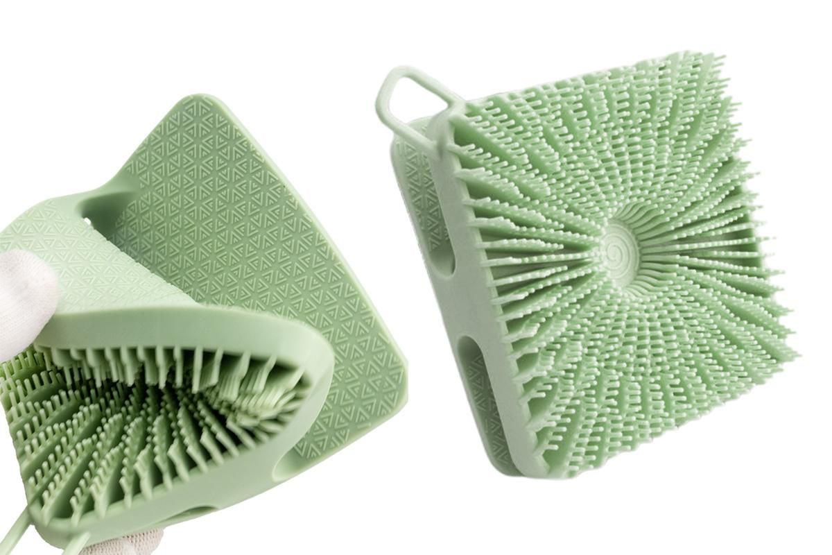 Dual Sided 2 In 1 Silicone Body Shower Scrubber Body Brush Buffer Scrubber - Green - Image 5